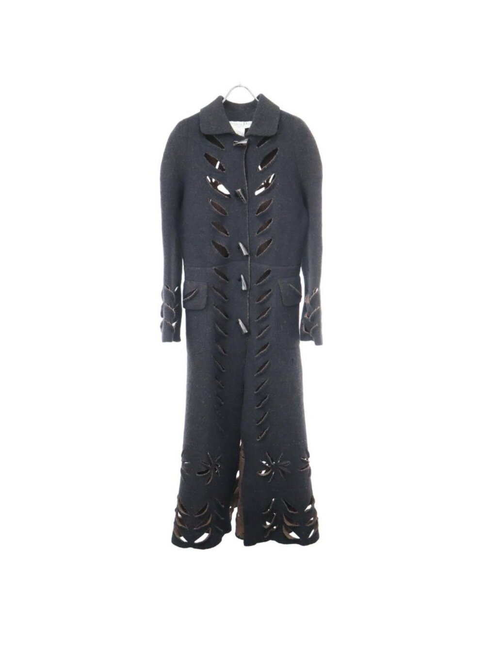 Dior by John Galliano Wool Felt Cutting Coat Charcoal Gray